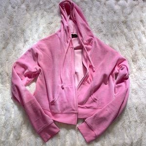 Pink Velour Zip Up Hoodie